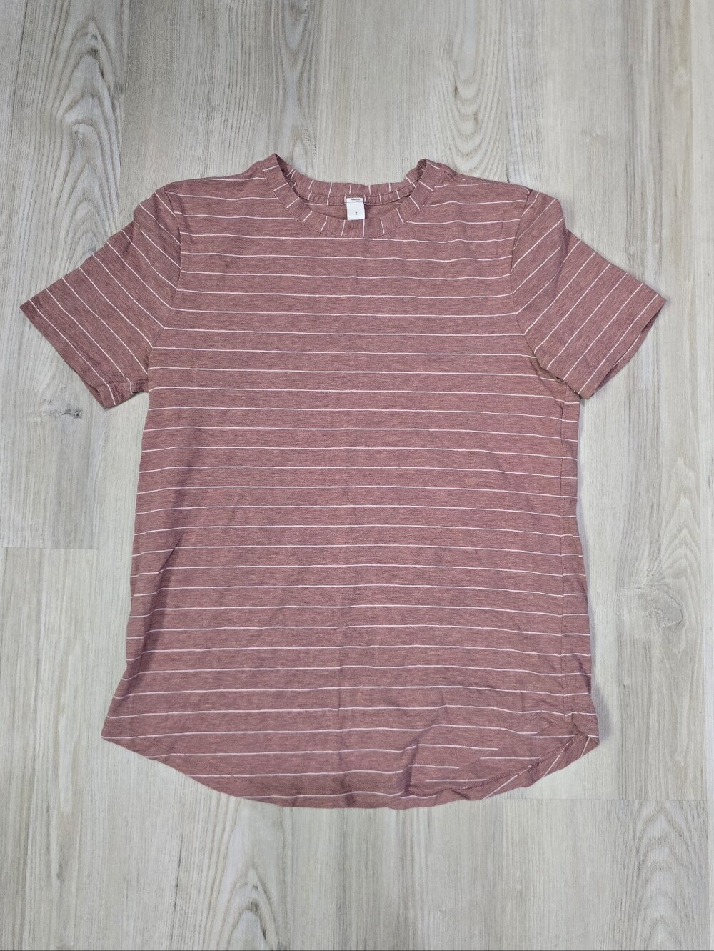 Lululemon Love Crew Short Sleeve T-Shirt Size 2 Pink And White Strip